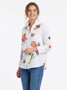 TRU LUXE EMBROIDERED BUTTON DOWN SHIRT